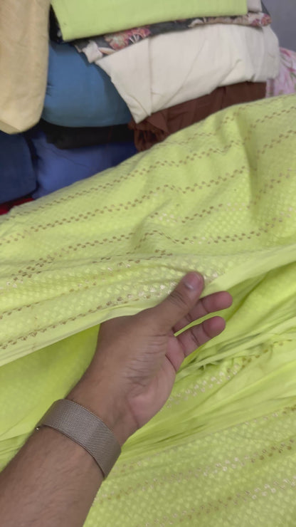 Buy Cotton Baby Green Jacquard Zari Fabric