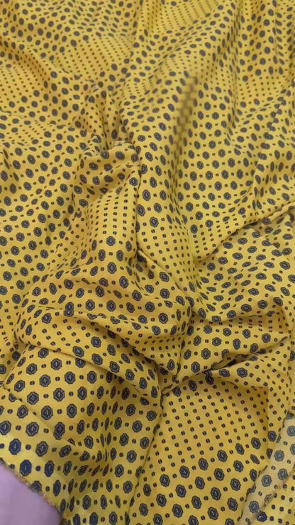 Buy Poly Crepe Yellow Beads Fabric