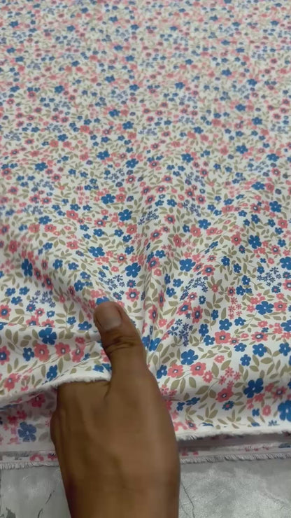Buy Cotton Viscose Ditsy Daisy Printed Fabric