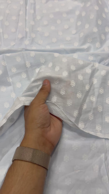 Buy Cotton Solid Baby Blue Floral Butta Fabric