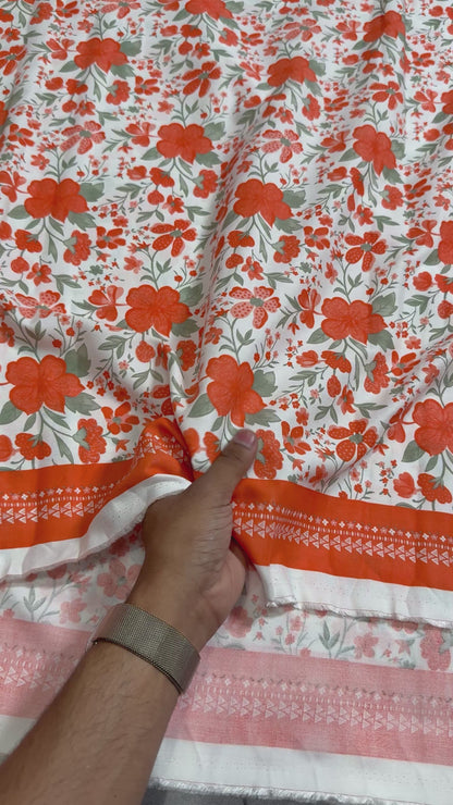 Buy Premium Modal Orange Bloom Printed Fabric