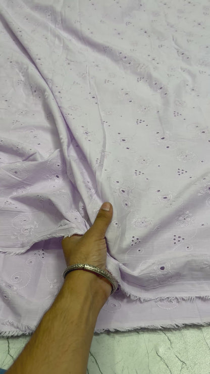 Buy Hakoba Lavender Chikan Work Fabric