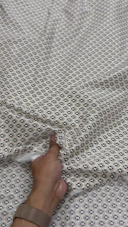 Buy Mul Cotton Coffee Black Abstract Box Printed Fabric