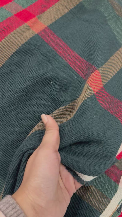 Buy Pure Linen Yarn Dyed Green Check Fabric