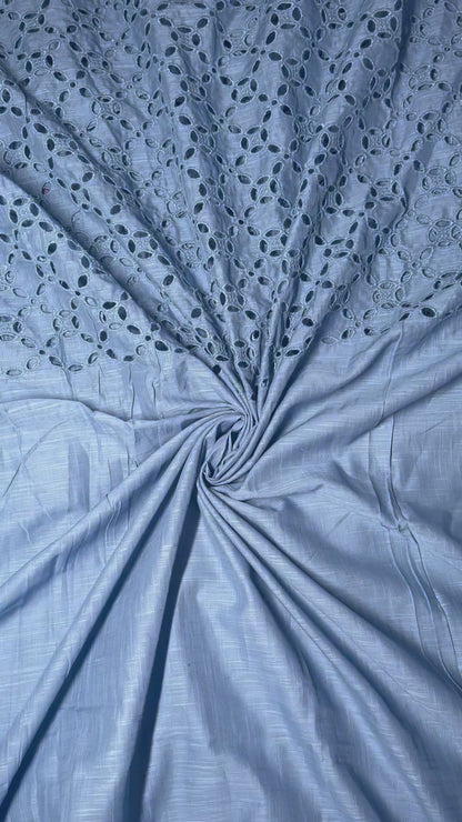 Cotton Hakoba 5 Leaf Diamond Azure Blue Fabric Palazzo