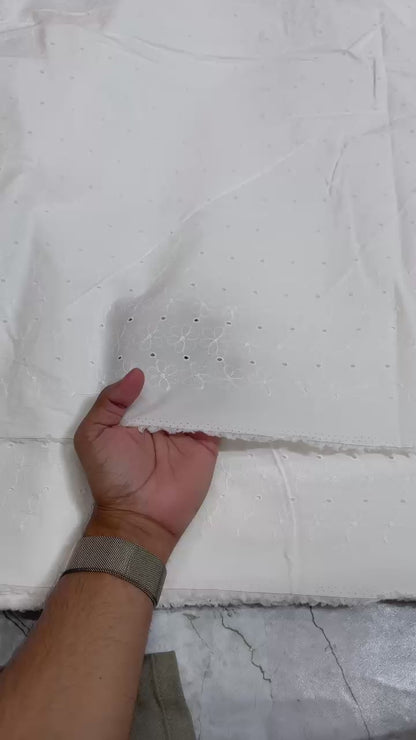Buy Cotton Hakoba White Sweet Flower Embroidery