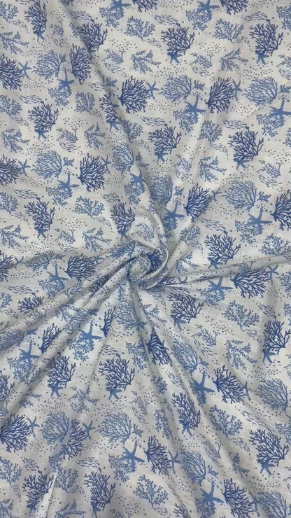 Buy 100% Pure Linen Algae Printed Fabric