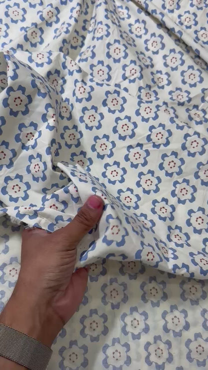 Buy Poplin Flower Beads Printed Fabric