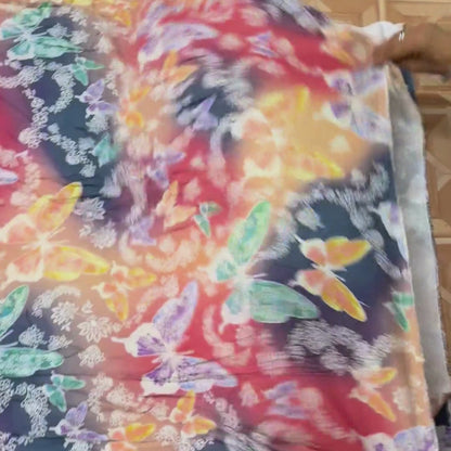 Buy Viscose Modal Colorful Butterfly Printed Fabric
