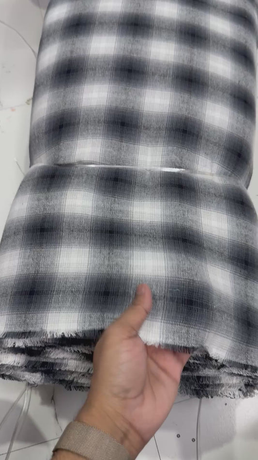 Buy Arvind Mill Cotton Twill Black White Spread Check Fabric
