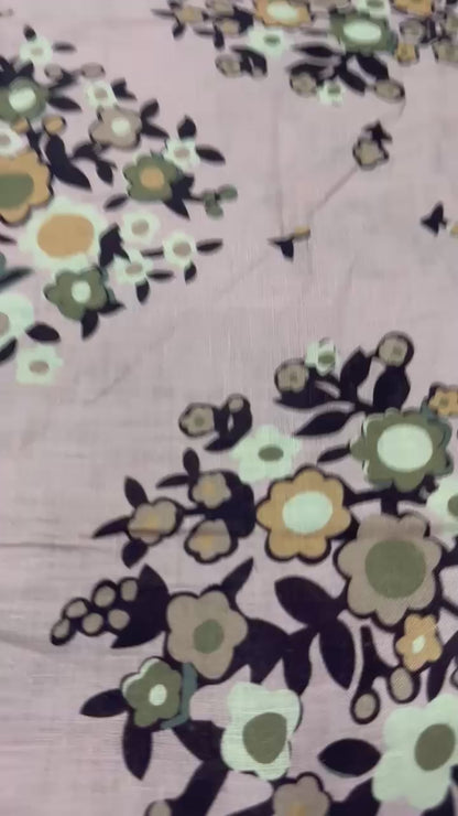 Buy Pure Linen Pink Base White Flower Fabric