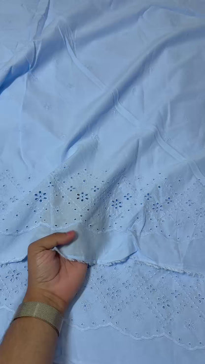 Buy Cotton Hakoba Powder Blue Star Below Border