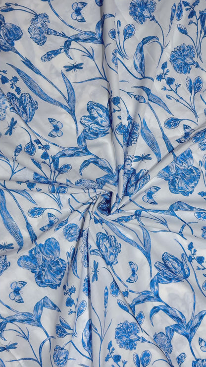 Buy Cambric Indigo False Printed Fabric