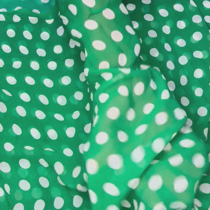 Buy Viscose Georgette Green Polka Dot Fabric