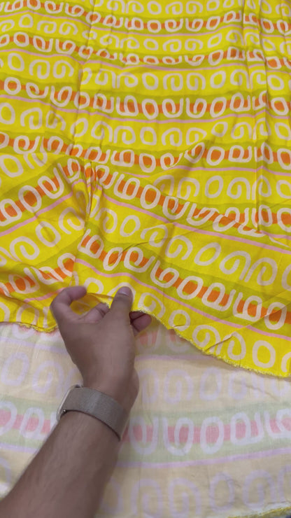 Buy Cotton Linen Abstract Boho Neon Fabric