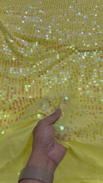 Buy Sequins Yellow Coloured Fabric