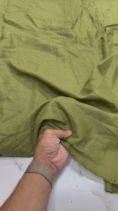Buy Pure Linen Solid Olive Green