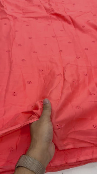 Buy Hakoba Red Embroidery Fabric