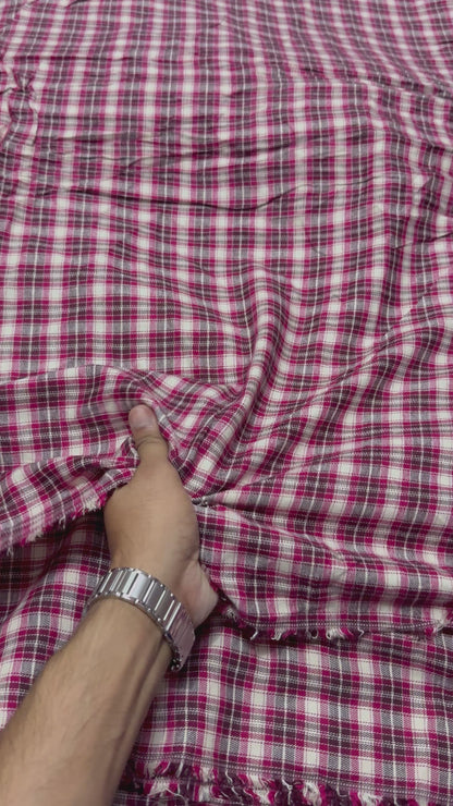 Buy Rare Cotton Twill Maroon Vintage Check Fabric