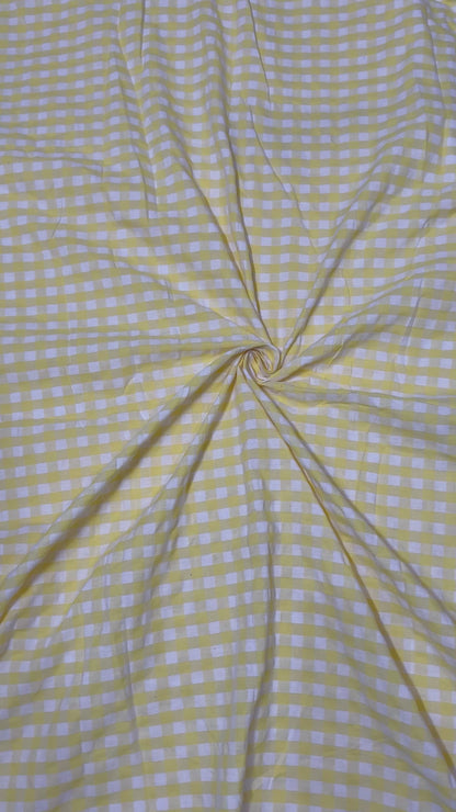 Premium Seersucker Gingham Yellow & White Check Fabric