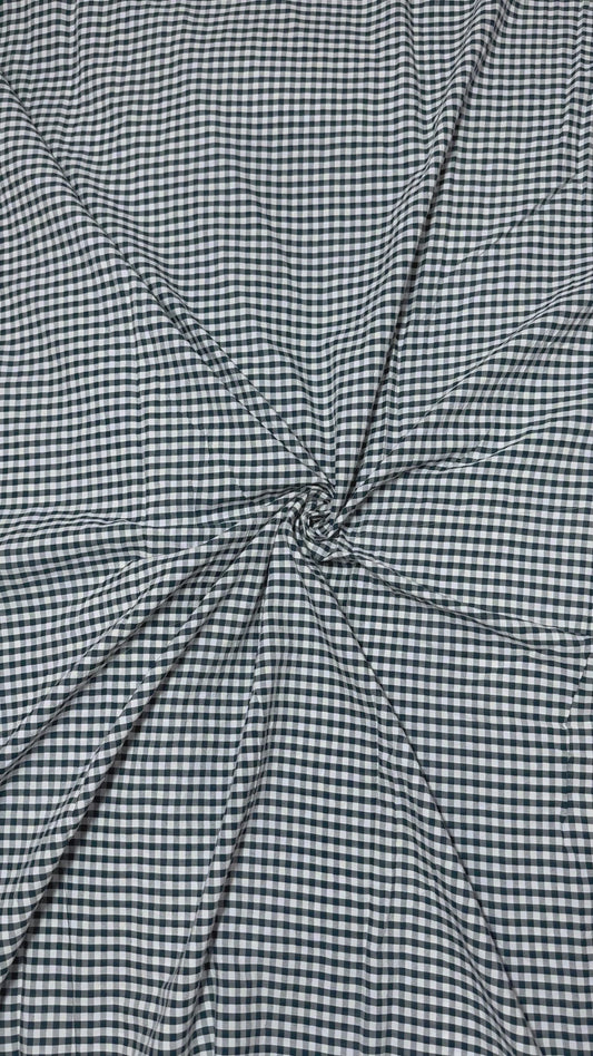 Premium Seersucker Gingham Dark Blue & White Check Fabric