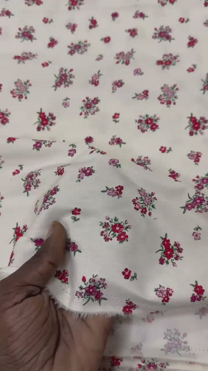 Buy Cotton Poplin Ivory Red Tiny Mini Printed Fabric