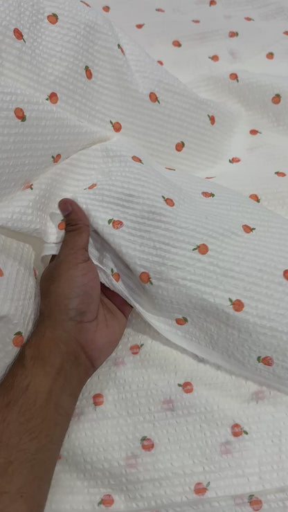 Premium Seersucker Tangerine Printed Fabric