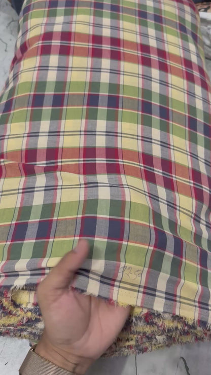 Buy Cotton Arvind Mill Green Yellow Shirting Yarn Dyed Fabric