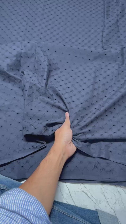 3D Cotton Navy Zig Zag Pattern Hakoba