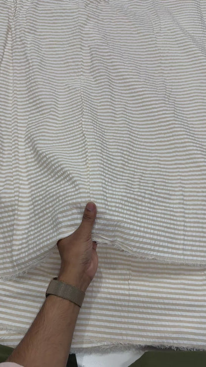 Premium Seersucker Beige Stripe Fabric
