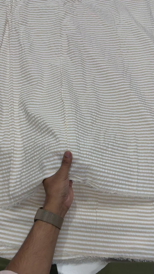 Premium Seersucker Beige Stripe Fabric