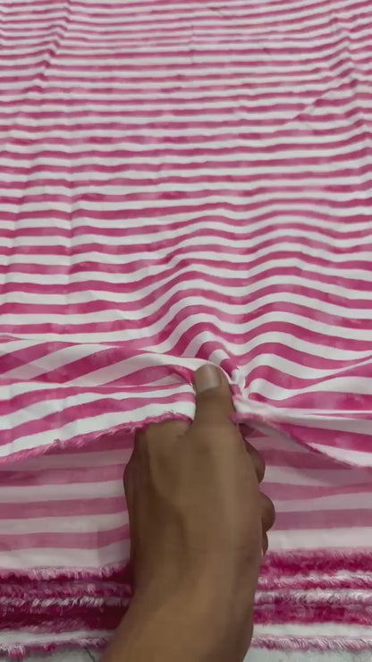 Buy Cotton Viscose Pink Stripe Fabric