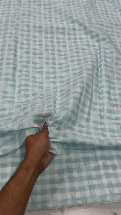 Buy 50s Poplin Classy Mint Check Printed Fabric