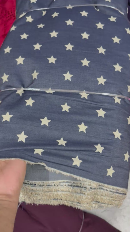Buy Grey Blue Star Denim Fabric
