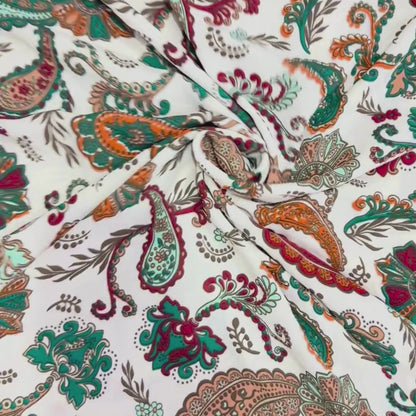 Buy Viscose Crepe Mehndi Block Printed Fabric