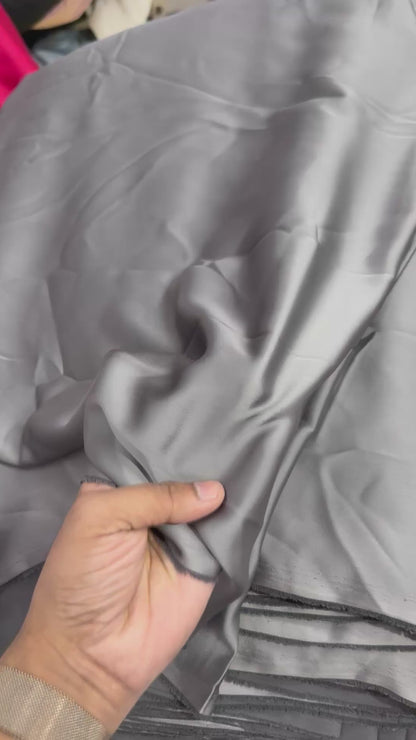Buy Italian Silk Solid Dark Metallic Grey Fabric