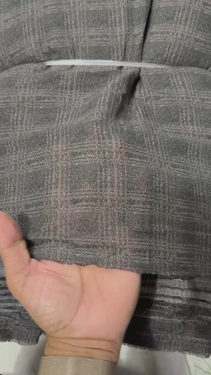 Buy Mul Cotton Spreaded Grey Check Fabric