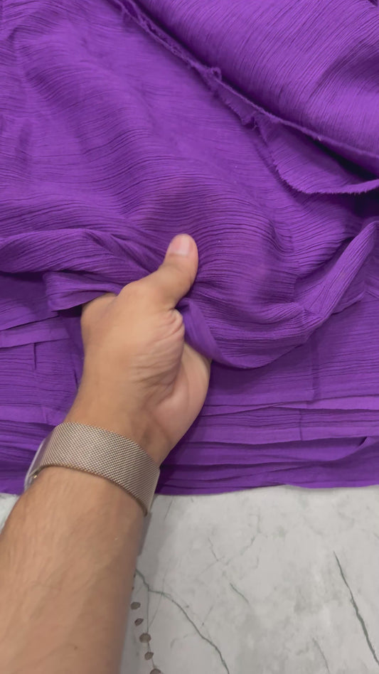 Buy Cotton Crinkled Crepe Violet Solid Fabric