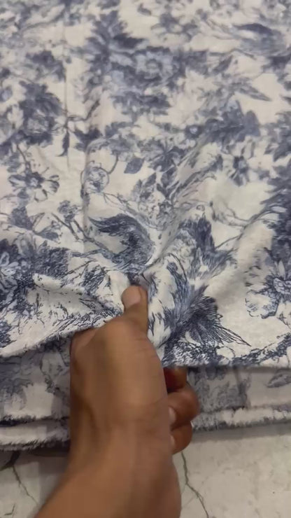 Buy Cotton Viscose Toile Aesthetic Flower Fabric