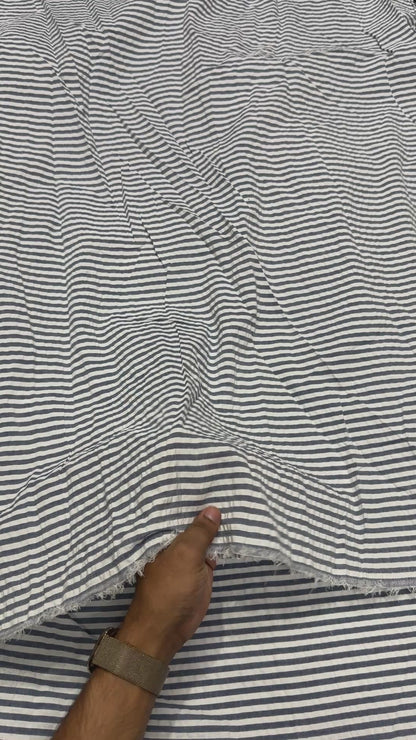 Premium Seersucker Grey Stripe Fabric