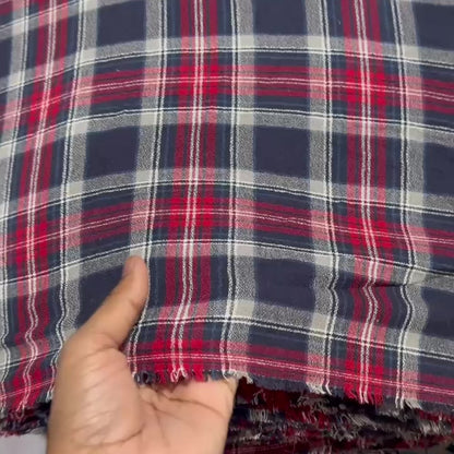 Buy Red Blue Checks Twill Fabric