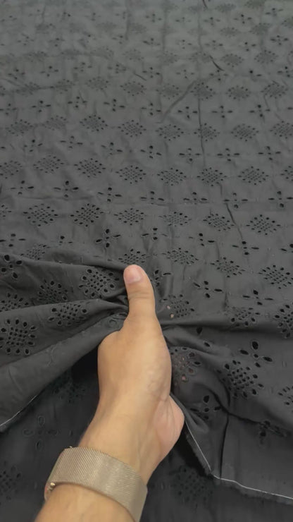 Buy Cotton Hakoba Black Heavy Work Diamond Wall Fabric