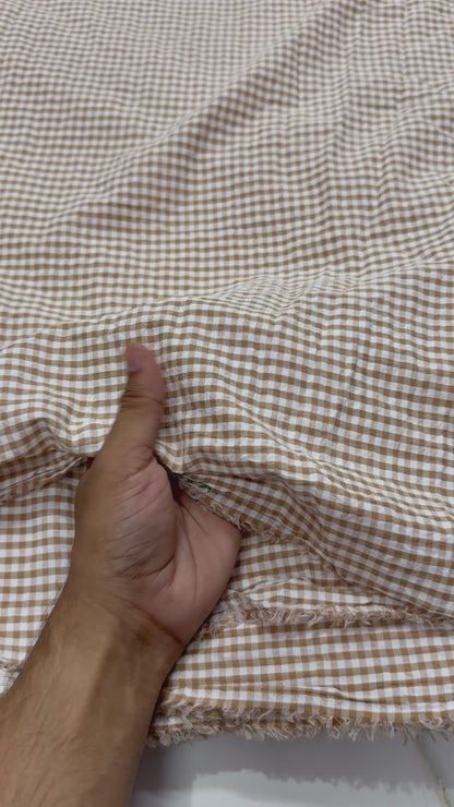 Buy Cotton Coffee Checks Gingham Fabric