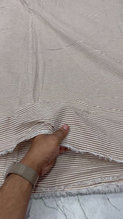 Premium Seersucker Brown Stripe Fabric