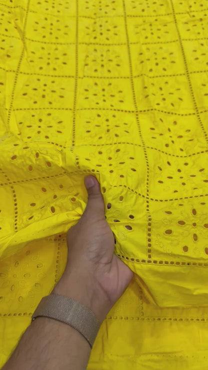 Buy Cotton Hakoba Yellow Box Design Fabric