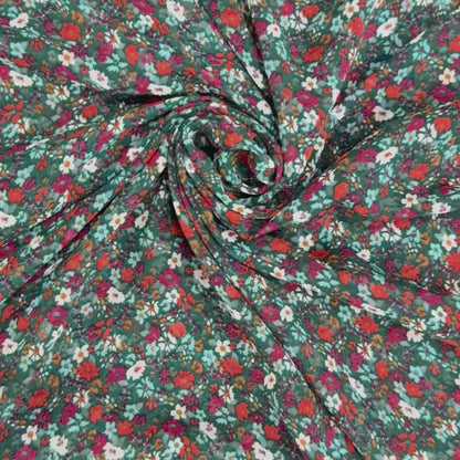 Buy Chiffon Green Floral fabric