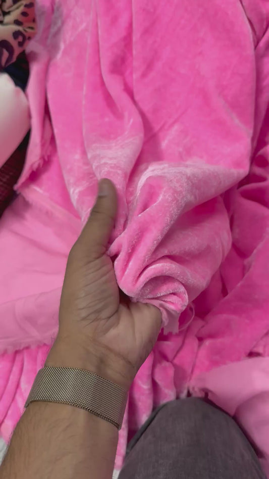 Buy Solid Bright Candy Pink Cotton Velvet Fabric