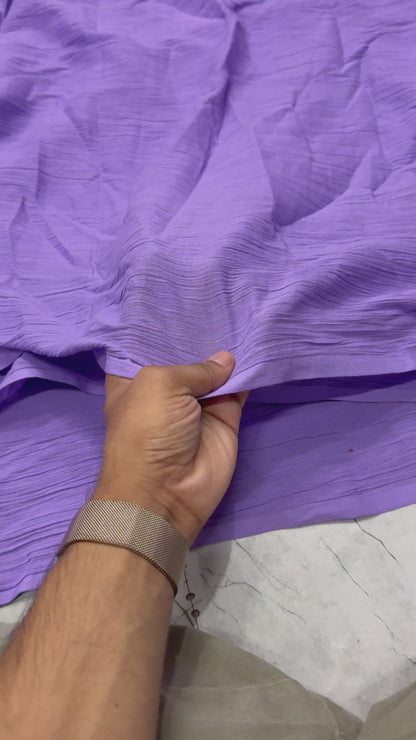 Buy Cotton Crinkled Crepe Lavender Solid Fabric