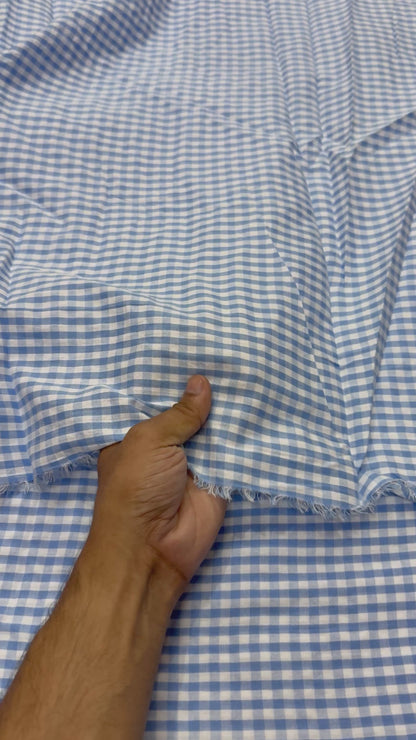 Buy Cotton Light Blue Checks Gingham Fabric