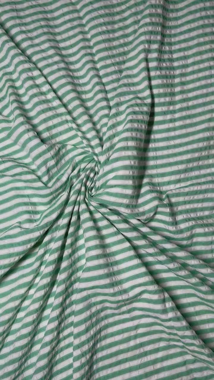 Premium Seersucker Formal Green Stripe Fabric